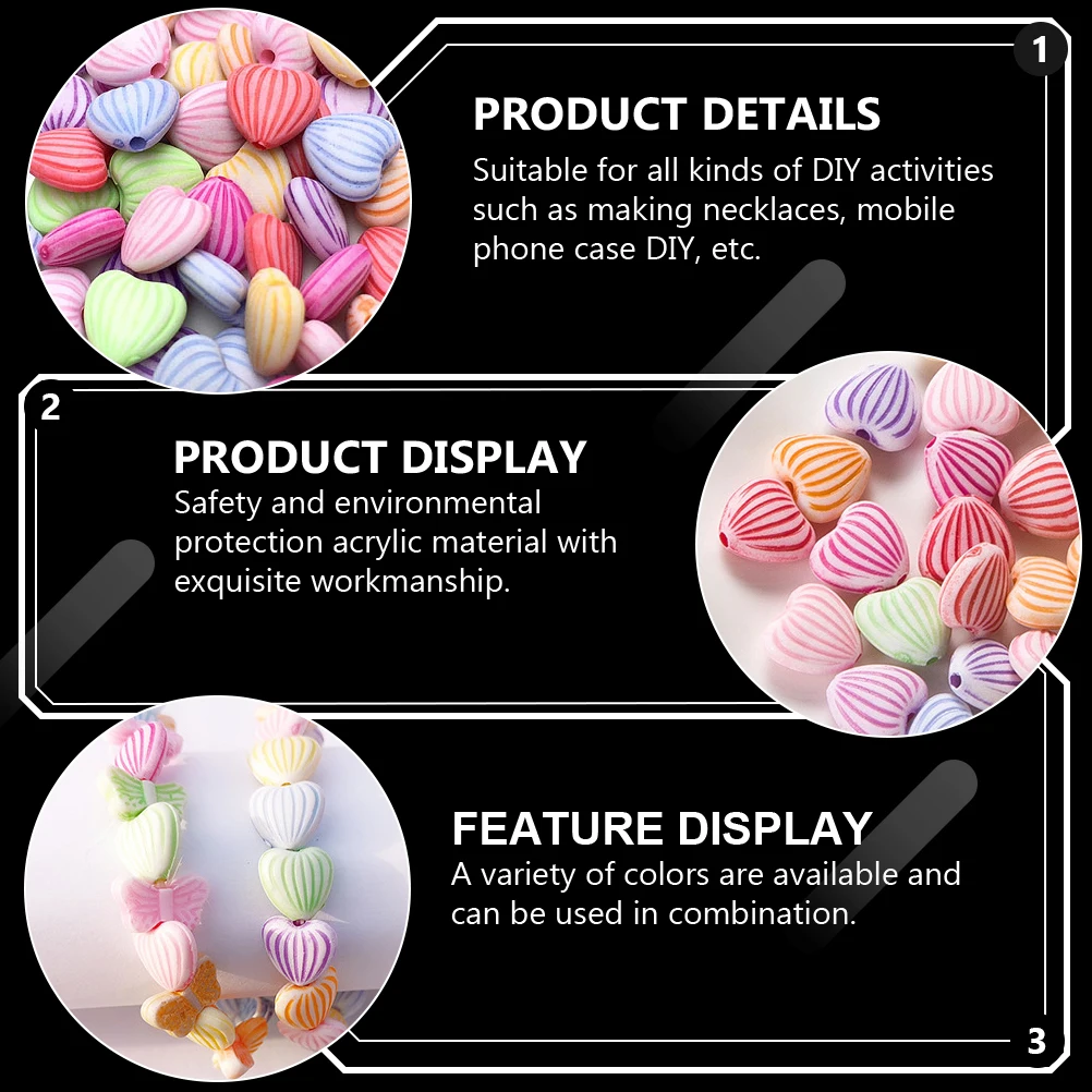 

1 Set Heart Loose Beads Colorful Acrylic Beads DIY Jewelry Accessories
