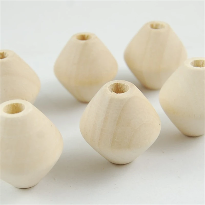 Бусины из натурального дерева в форме ромба с большим отверстием 15/24/30 мм