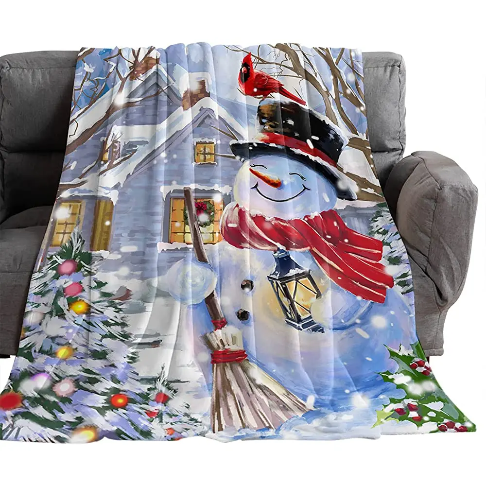 

Одеяло, Рождественский деревянный дом и Рождественская елка в снегу, мягкое одеяло для дивана, кровати, автомобиля, легкое теплое одеяло