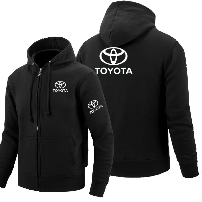 Толстовка с капюшоном на молнии логотипом Toyota флисовая мужская куртка длинными
