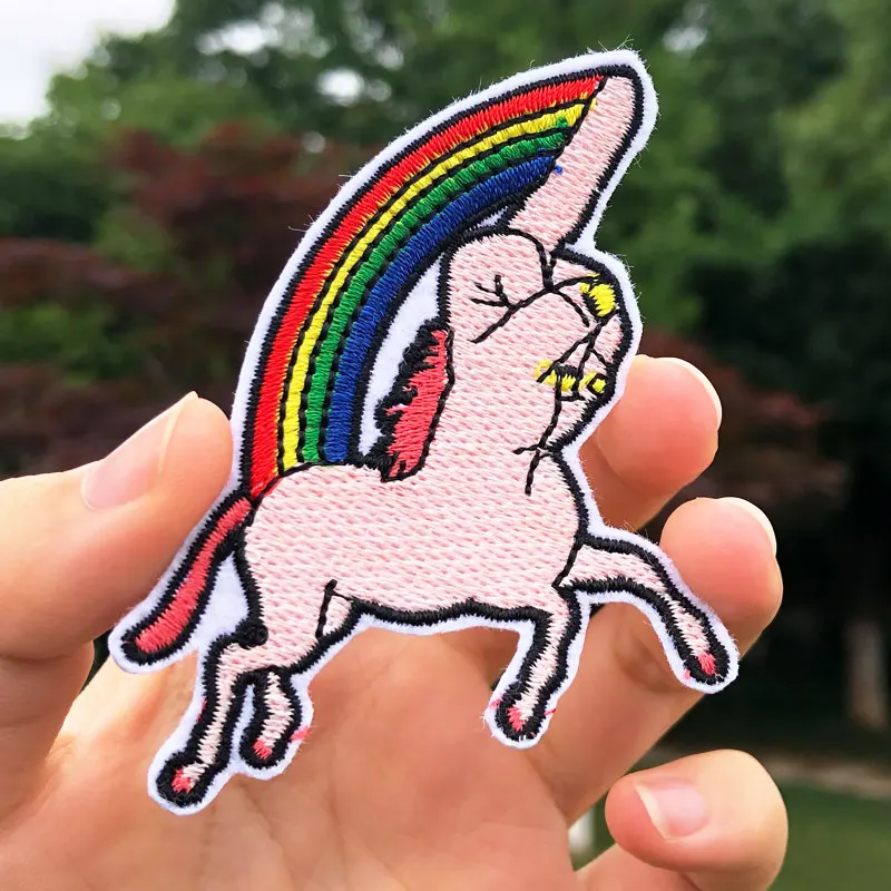 Мультяшные вышитые нашивки с котом для одежды термоклейкие Симпатичные полосы