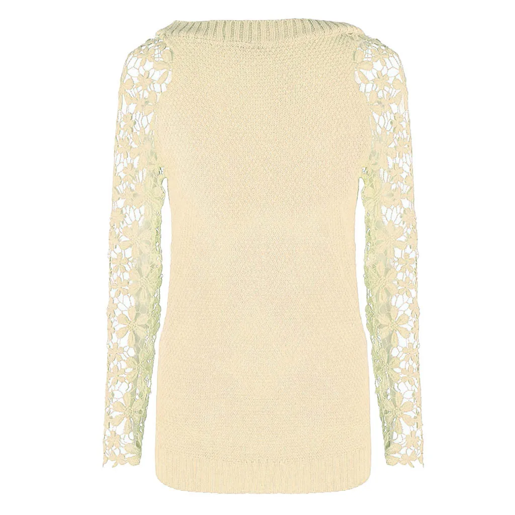 Новинка 2019 элегантный женский топ с длинным рукавом и круглым вырезом свитер