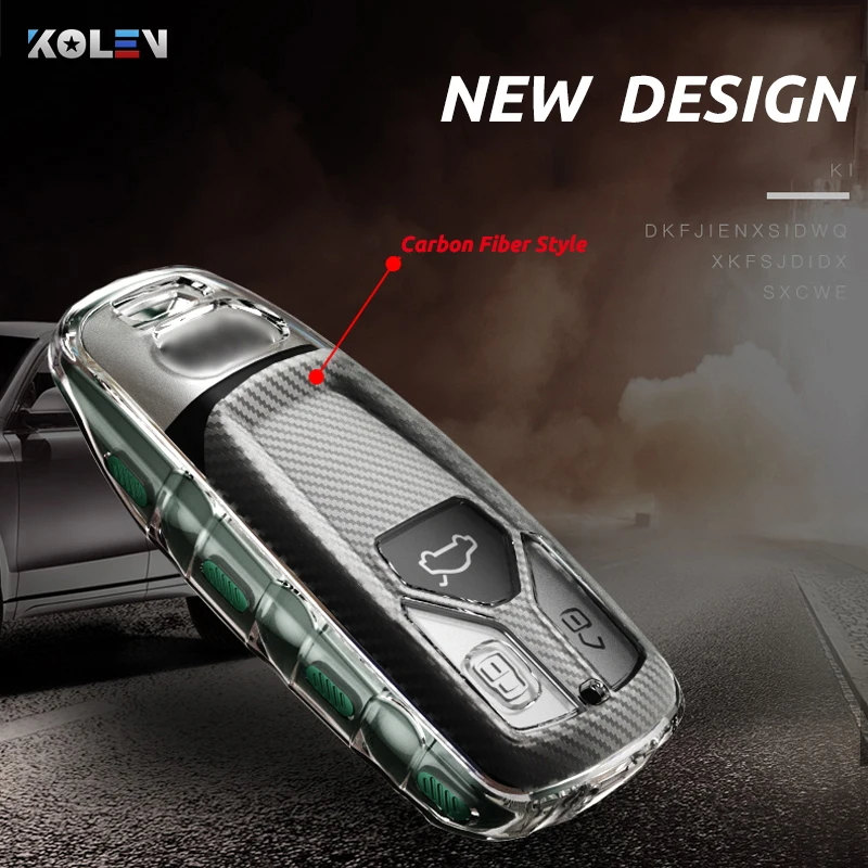 Чехол для автомобильного ключа из тпу и углеродного волокна Audi A4 New A4L A5 A6L QT S5 S7 Q7 TTS