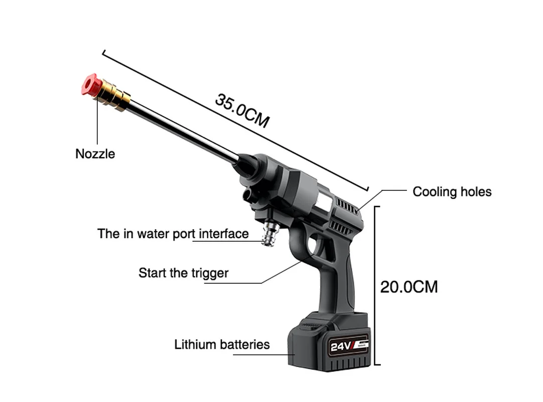 Car Washer Gun Cleaning Machine Cordless Power High Pressure Cleaner 20V Wireless Portable Water Spray Multiple Uses Wash Gun