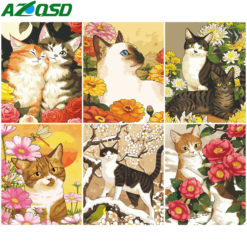 

AZQSD DIY картина по номерам Cat домашний Гостиная художественные промыслы, 40x50 см Раскраска по номерам на холсте животных Декор для дома