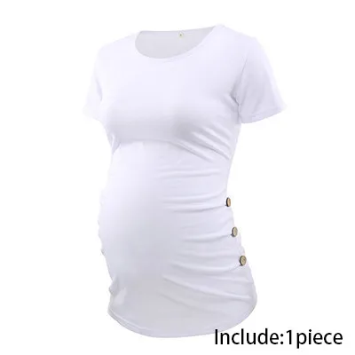 Комплект из 3 предметов; Одежда для беременных; Ropa Embarazada; футболка; топы; Футболка для беременных; повседневная одежда с оборками сбоку - Цвет: pic