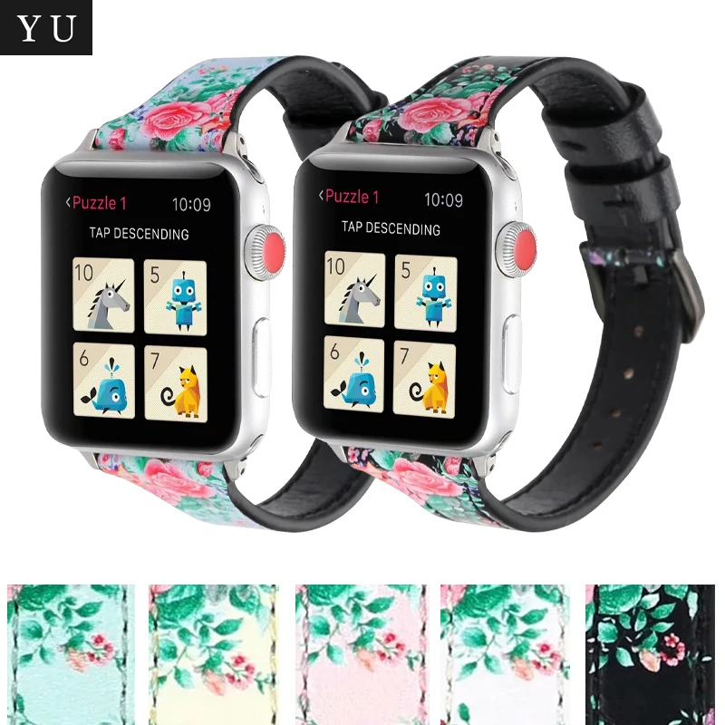 

Wowens flower Band for Apple Watch Series 6 SE 5 4 3 Wrist Strap Bracelet bands for iWatch 38/40/42/44mm Watchband Accessories
