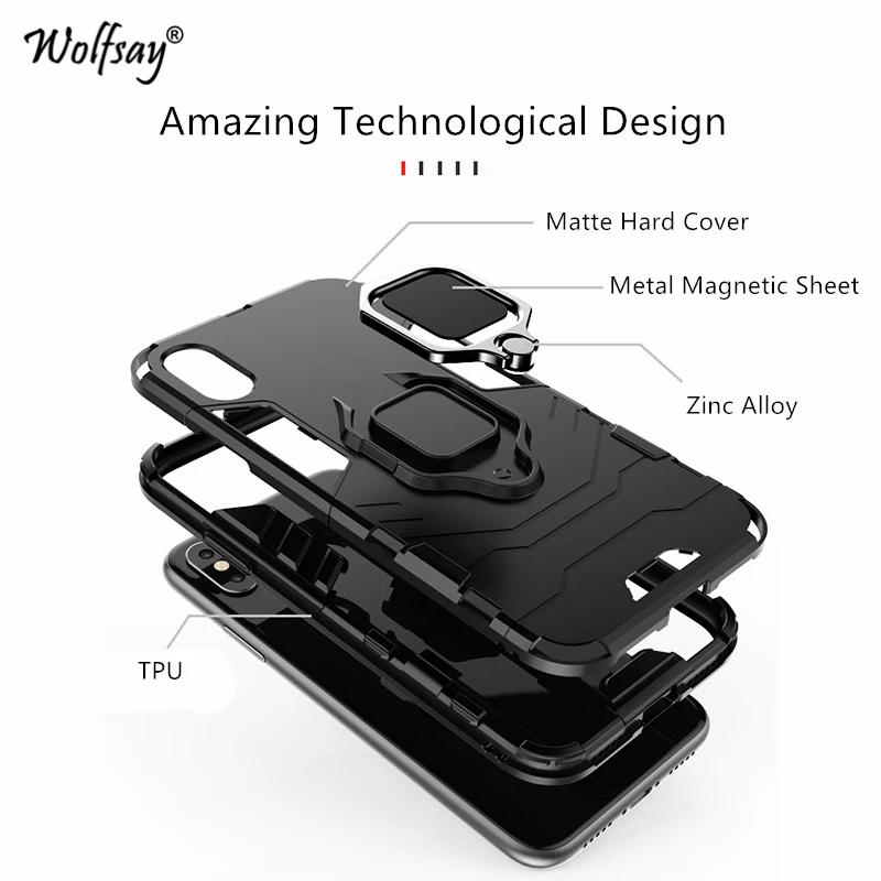 for realme c2 case shockproof armor finger ring holder hard pc phone bumper for realme c2 back cover for oppo realme c2 fundas free global shipping