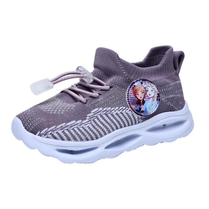 

Disney Children Shoes Frozen Aisha Princess LED Lantern Girls Casual Non-slip Comfortable Breathable Sneakers for kids 4Y-12Y