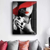 diamond painting abstract red lip woman 5d diamond mazayka embroidery red hat gril 3d full square round drill decor rhinestones