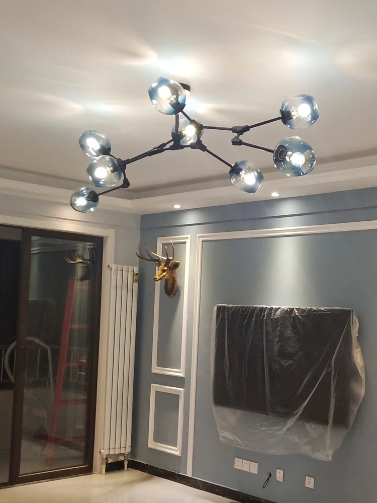 Glass LED Chandelier Lights For Living Room Bedroom Study Chandeliers Lamp Home Furniture Decoration Light Simple Style Dero | Лампы и