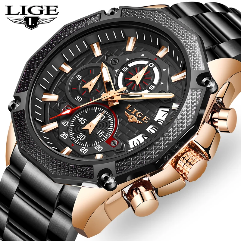 Relogio Masculino новинка 2019 модные брендовые мужские часы LIGE полностью стальные бизнес