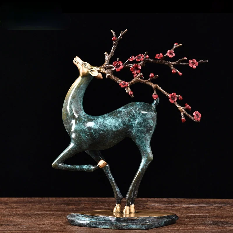 

Pure Copper Sika Deer Ornaments Feng Shui Porch Ornaments Office Decorations Crafts Gifts Light Luxury
