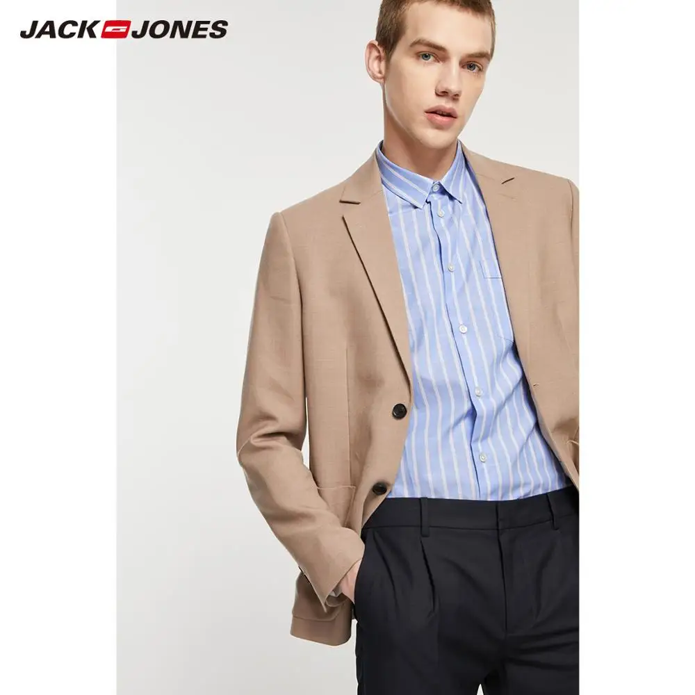JackJones Мужская рубашка из 100% хлопка с контрастной полоской прямой крой рукав 3/4