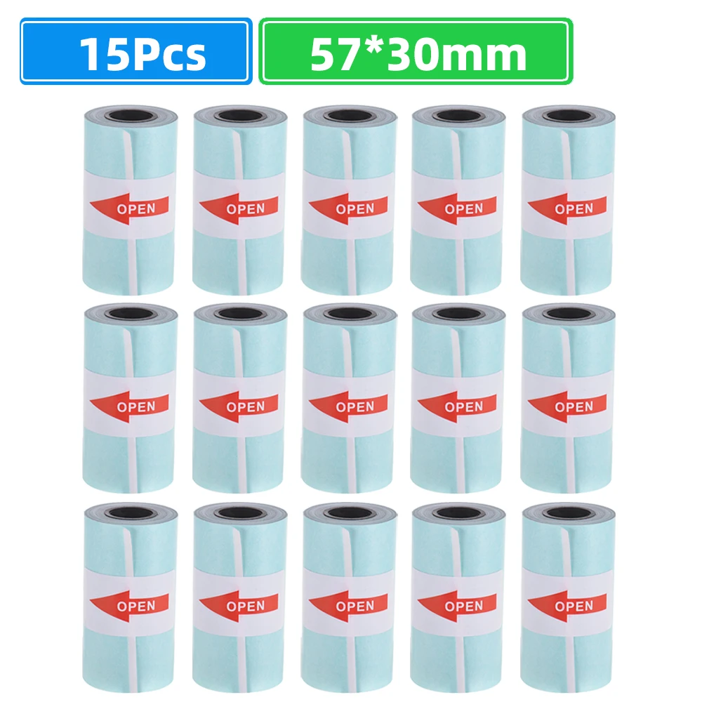 Рулон печать наклеек бумаги 15 рулонов самоклеящаяся 57*30 мм | Канцтовары для офиса