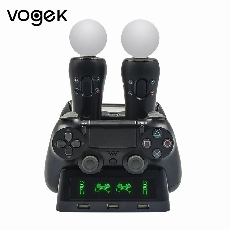 Портативная док станция для контроллера PS4 4 в 1 зарядная контроллеров PS Move