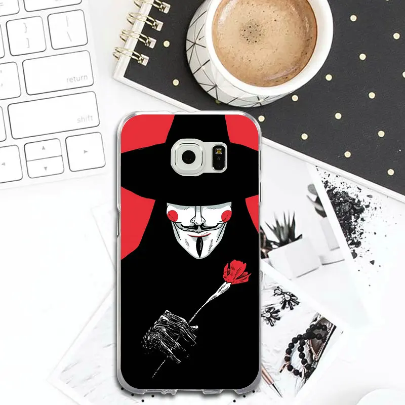 Fawkes Anonymous Mask Soft Silicon Phone Case for Samsung Galaxy S2 S3 S4 S5 Mini S6 S7 Edge S8 S9 S10 Plus Lite Note 8 9 |