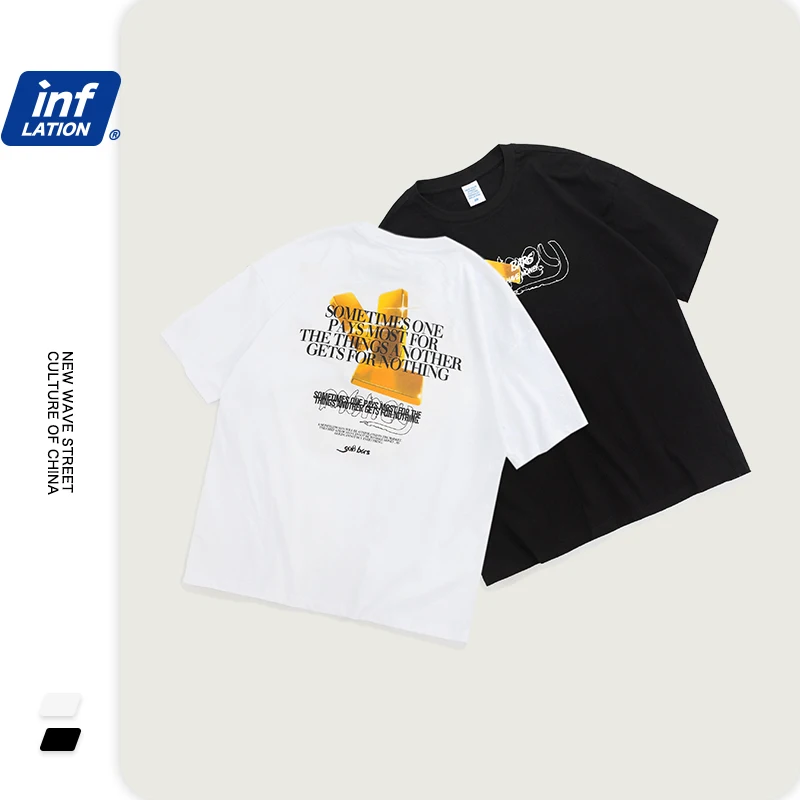 Мужская футболка INFLATION 100% хлопок смешная уличная одежда в стиле хип-хоп цельная