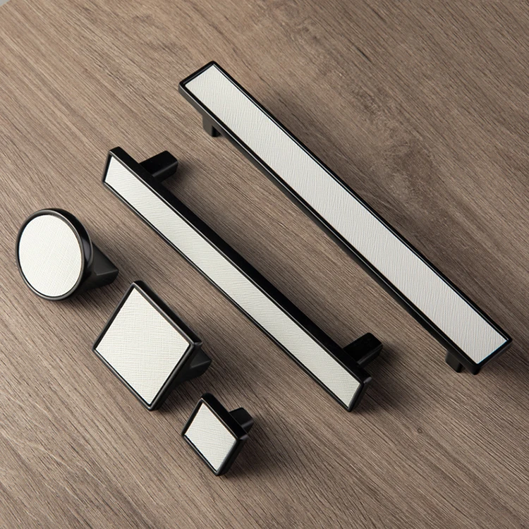 Кожаные золотые + белые ручки для шкафов однотонные кухонного шкафа в