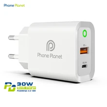 Phone Planet Quick Charger QC 3.0 PD 30W For iPhone 12 11 Pro Max Mini Xiaomi Huawei Samsung S10 Mobile Phone Wall Fast Charger