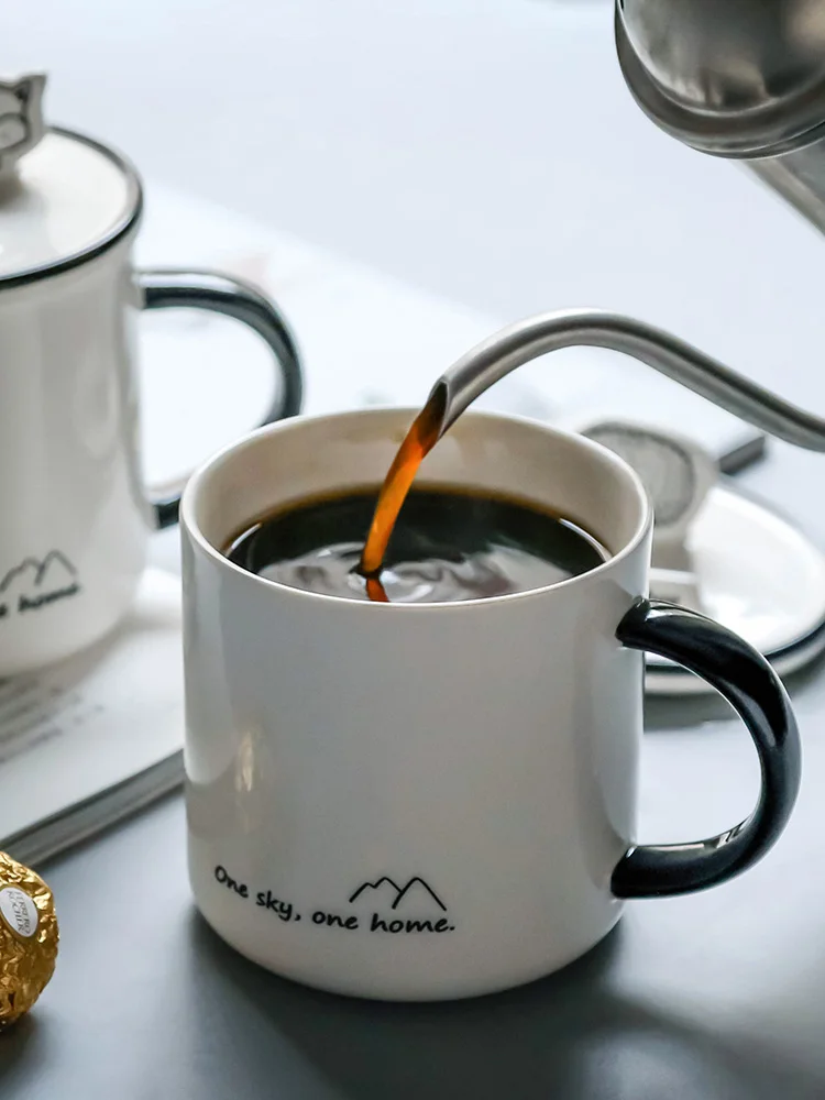 

Mobile phone creative mug with lid spoon cartoon Ceramic Cup Home Office water cup coffee cup coffee mug