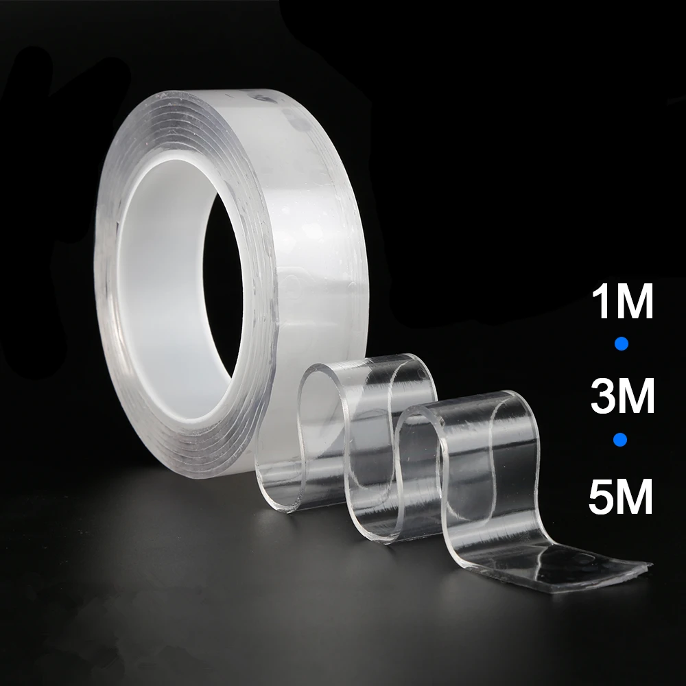 

1@#Fashion Nano-tape Washable Reusable Double-Sided Tape Adhesive Desk Set Traceless Sticker Removable Universal Disks Glue