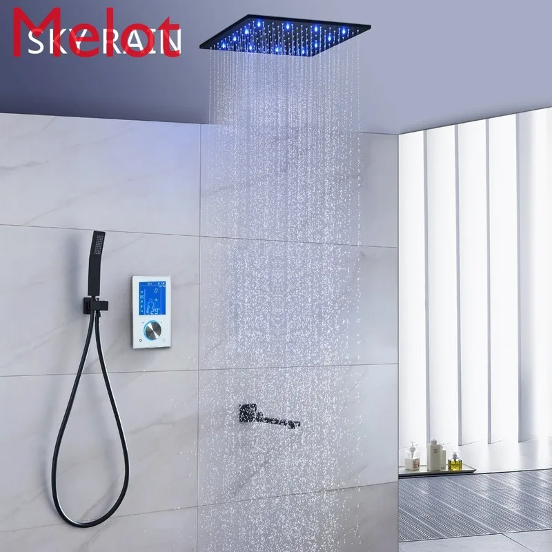 

304 SUS Led Smart Light Shower Panel Shower Heads Bathroom Rainfall Shower Set With Hand Shower