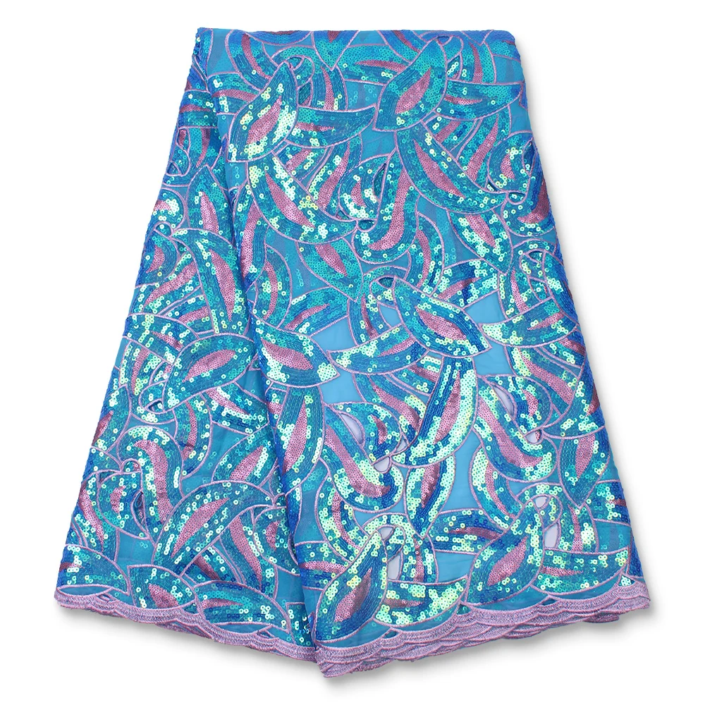 Розовая французская тюль африканская кружевная ткань с блестками новейшая