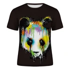 Модные мужские и женские футболки с 3D принтом Футболка с цветными чернилами панда футболка Wonju мужская летняя 2021