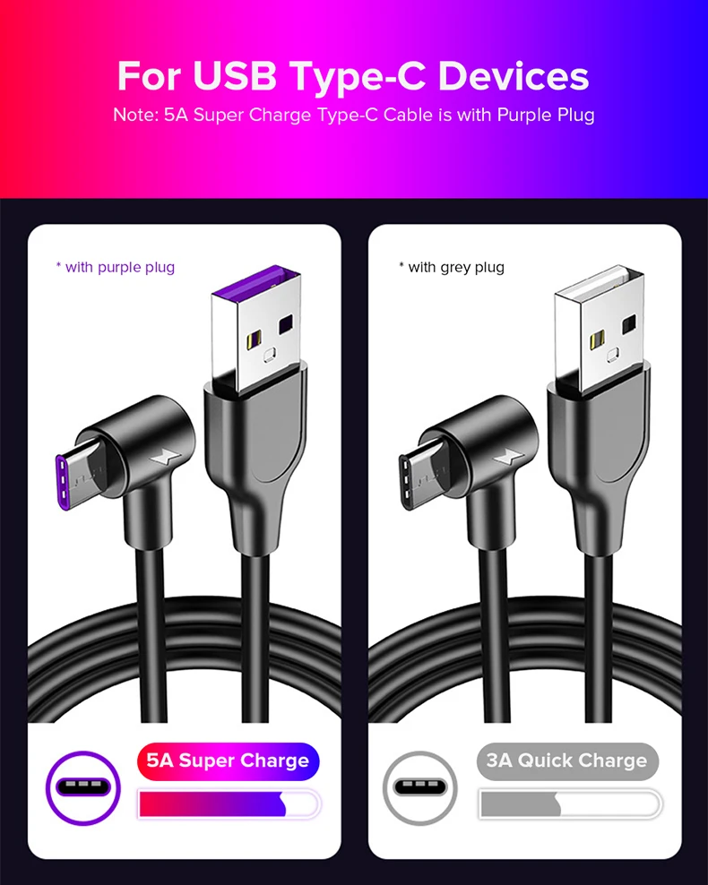 5A кабель usb type C для быстрой зарядки USB huawei P30 P20 Lite супер быстрый 90 градусов Xiaomi Mi 9