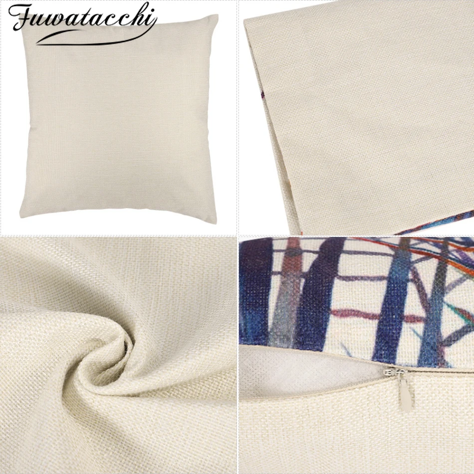 

Fuwatacchi Christmas Wreath Print Pillow Case Snowman Orange Furit Photo Cushion Cover for Home Chair Sofa Decor Pillowcases New