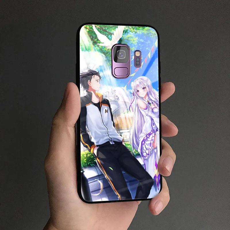 AE 2129 Re Zero Аниме Ram Rem Emilia чехол для телефона для samsung Galaxy S8 S9 S10e S10 Note 8 9 10 Plus закаленное стекло Мягкий силиконовый чехол - Цвет: AE 2129