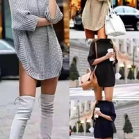2021 autumn and winter high neck waist split sweater womens womens casual sweater knit sweater