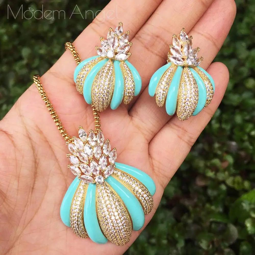 ModemAngel роскошный бренд с роскошными цветами дизайн браслет для помолвки серьги