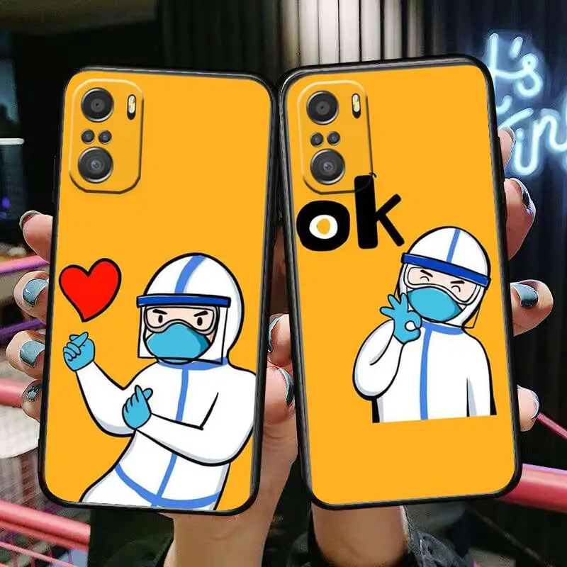 

Nurse protective suit Phone Case For xiaomi mi 11 Lite pro Ultra 10s 9 8 MIX 4 FOLD 10T 5g Black Cover Silicone Back Prett