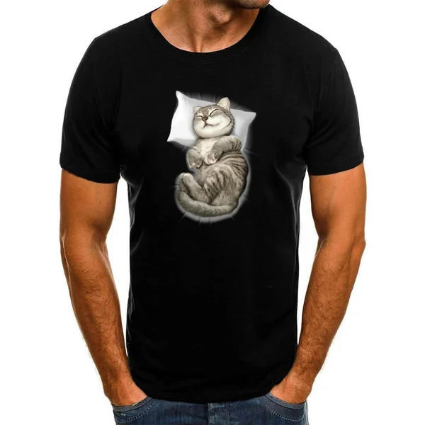 cat sleeping 2018 New Arrival 2019 Summer men T Shirts Funny Pattern T shirt Short Sleeve Tops T-shirts triumph spitfire new arrival summer style men short sleeve shirt le cotton casual t shirts