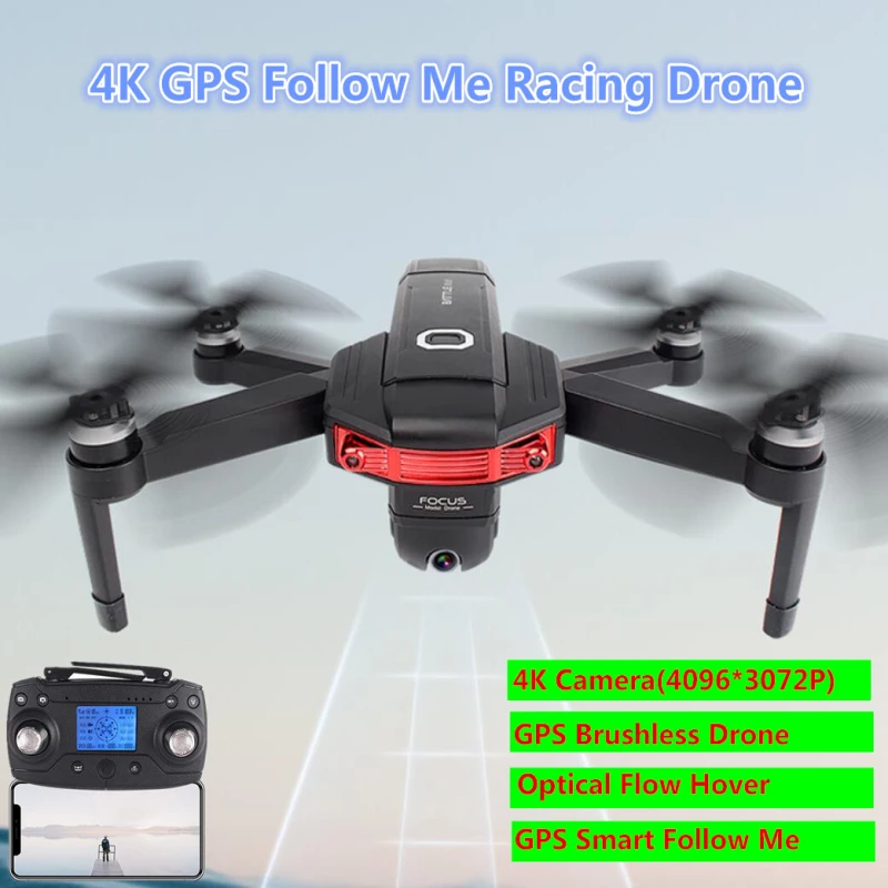 4K 16 миллион HD GPS Follow Me умный WIFI FPV Радиоуправляемый Дрон 500 м оптический поток Ховер