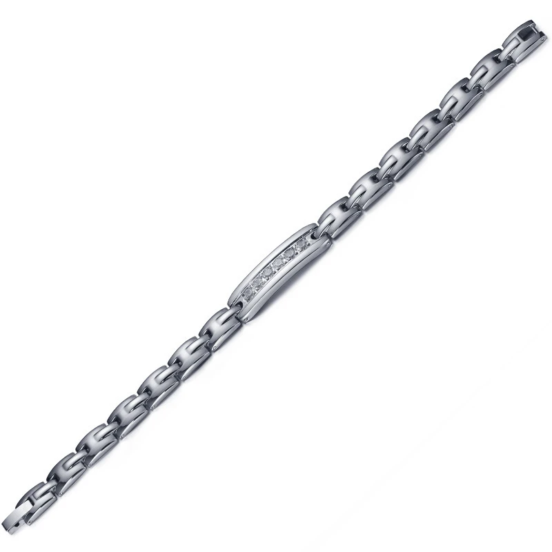 

Fashion Gift High Quality Stainless Steel Chain Bracelet With Cubic Zirconia New Trendy 10mm Magnet Stone Couple Bangles Jewelry