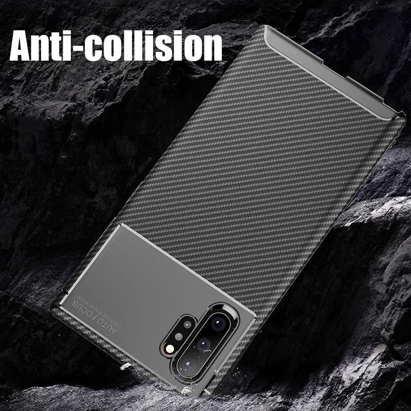 Carbon Fabric Texture Matte Soft Silicone Phone Back Case For SAMSUNG Galaxy Note 10 / Pro Armor TPU Fundas Coque |