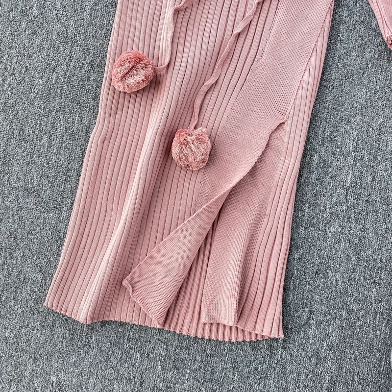 Облегающий вязаный свитер с высоким воротником на осень и зиму длинное