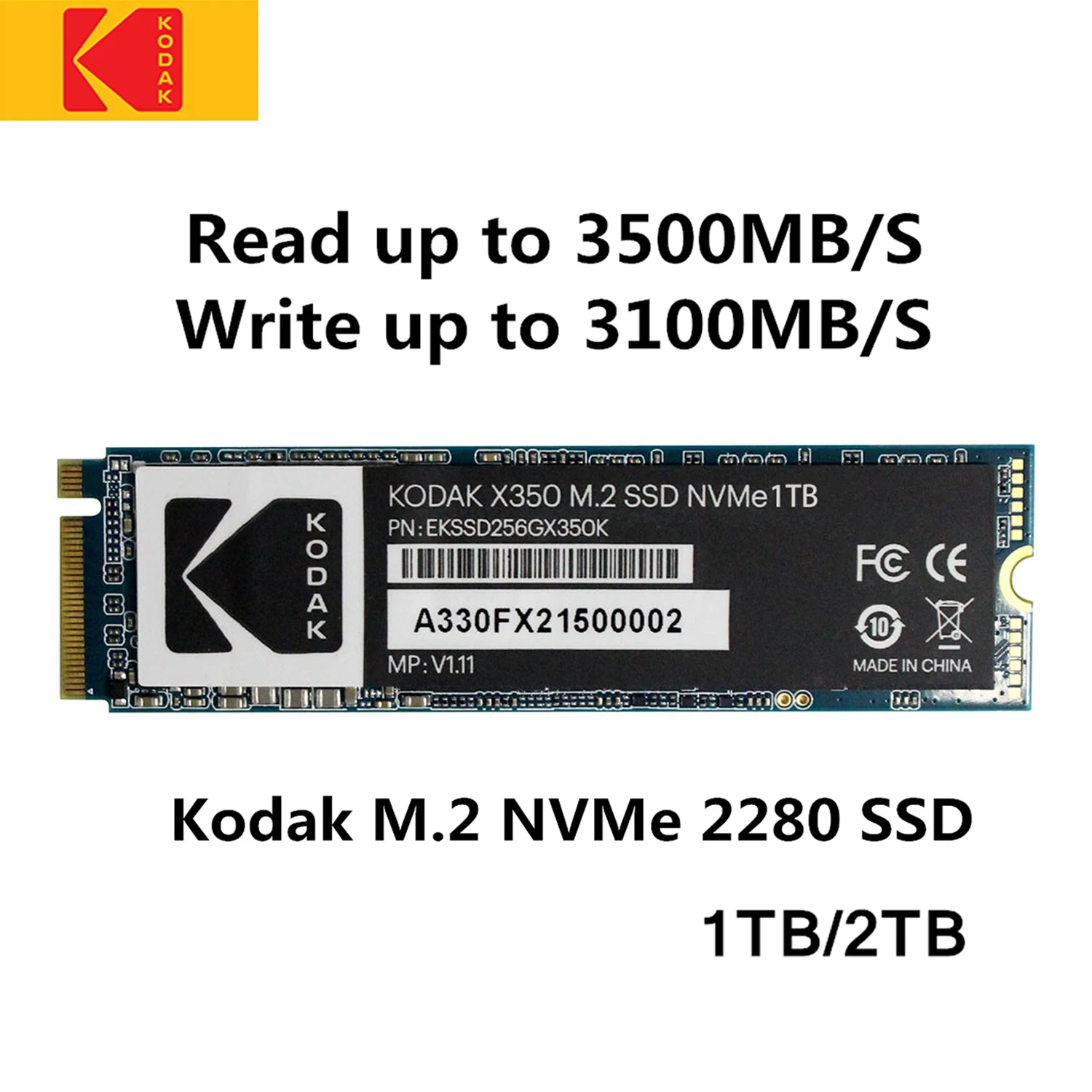 

Kodak ssd m2 nvme PCIe Read up to 3500 1TB 1024GB Solid State Drive DRAM Cache M.2 2280 Internal Hard Disk Laptop Desktop