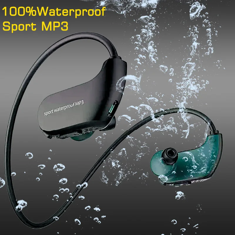 Оригинальный IPX8 Водонепроницаемый наушники с шейным 8 Гб Mp3 плеер для плавания в
