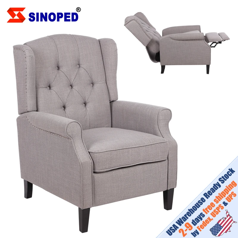 

[Складской магазин США] тканевый диван с откидывающейся спинкой, одноместный диван с откидывающейся спинкой и пугосветильник, серый [77*84*104 с...