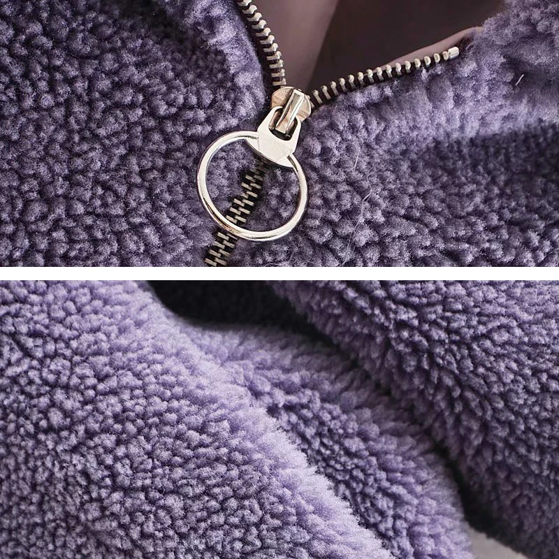 

New chic Purple Women Faux Fur Coat 2019 Winter warm Turn down collar Girls Jacket Short Teddy Loose Outwear YNZZU YO948