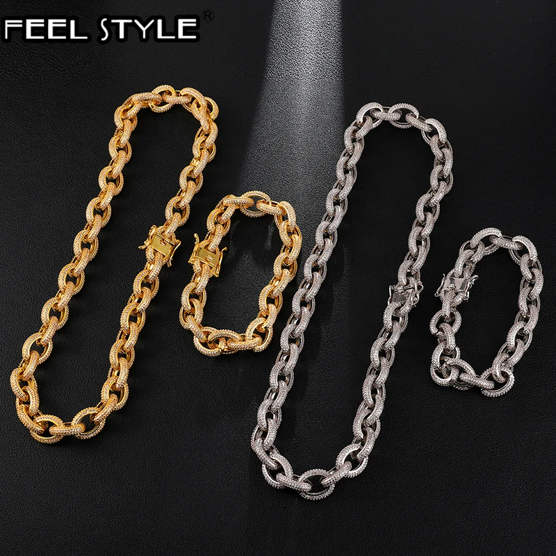 12 мм Iced Out AAA CZ витая овальная кубинская цепочка ожерелье большая застежка Золотой
