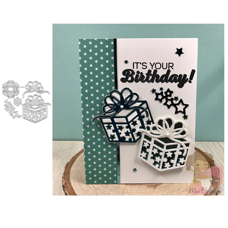 

Birthday Gift Box Cutting Die Decorative Card Knives Mould Christmas Stencils for diy Scrapbooking Embossing Craft Dies New 2021