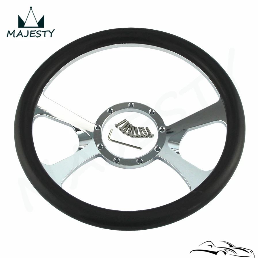 14 &quotЧерная кожа для G M Chevy Hot Rat Rod руль алюминиевый 9 болт отверстие |