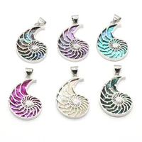 1pcs natural comma shape green blue white purple shell charms pendants necklace charm accessories jewelry gift size 30x46mm
