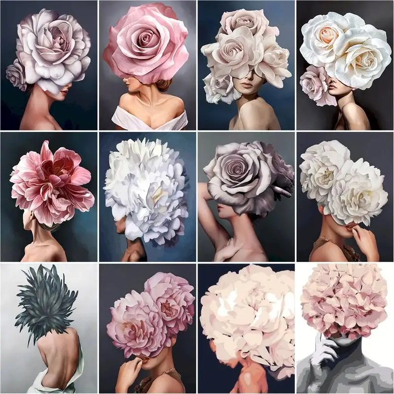

RUOPOTY Diy Painting By Numbers Flowers Women Figure Picture Diy Kits Acrylic Digital Paints By Numbers For Adults Home Wall Art