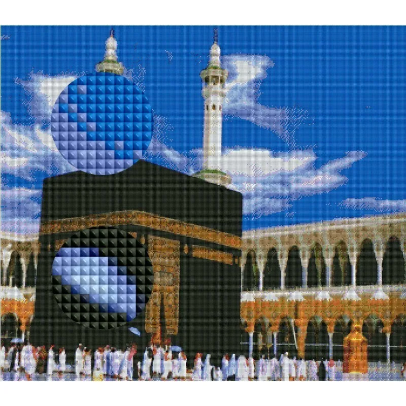MIAODU, 5D, сделай сам, алмазная живопись, полная квадратная Алмазная мозаика, картина с изображением мечети, стразы, вышивка, религия, Декор для дома, Исламизм